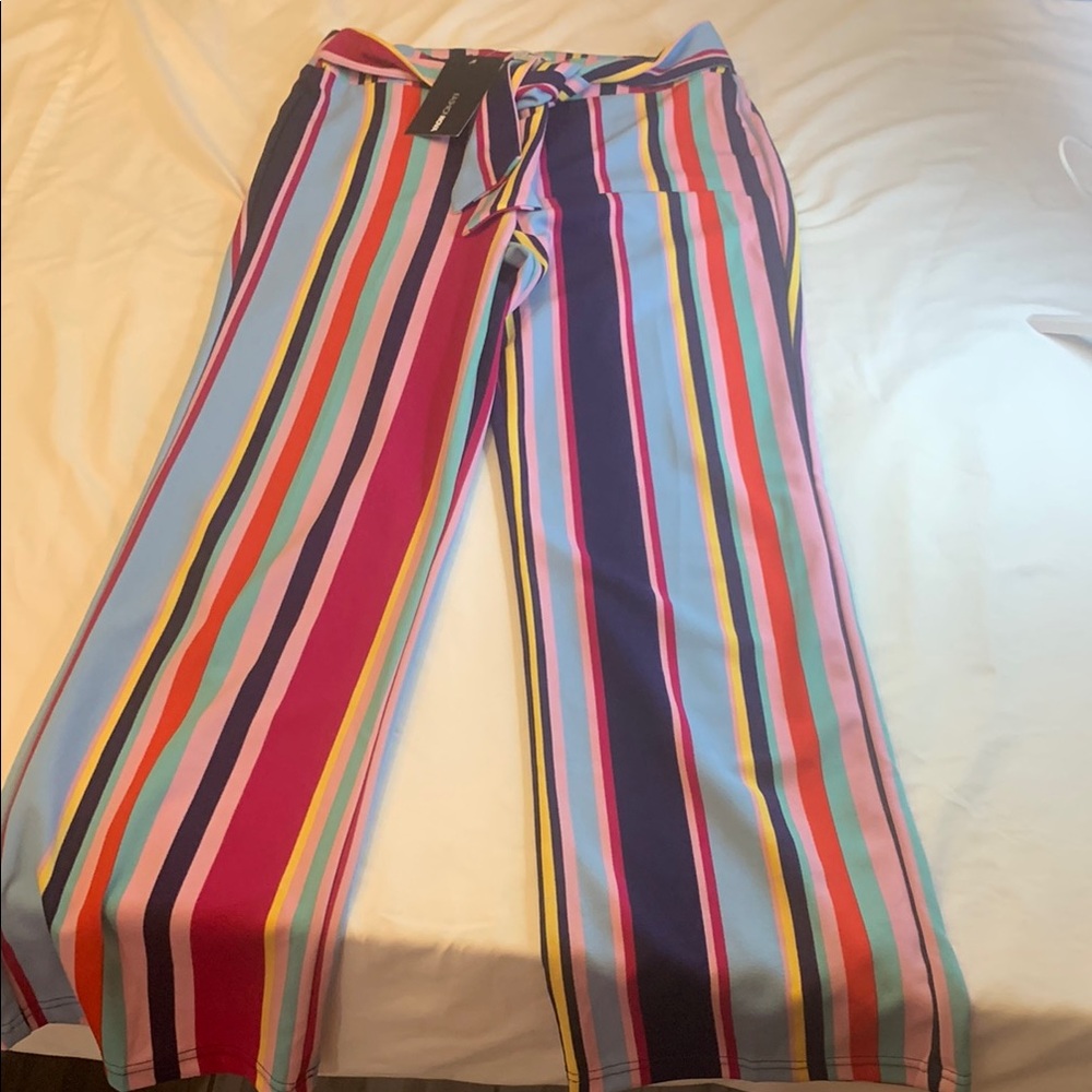 Colorful Striped Wide-Leg Pants